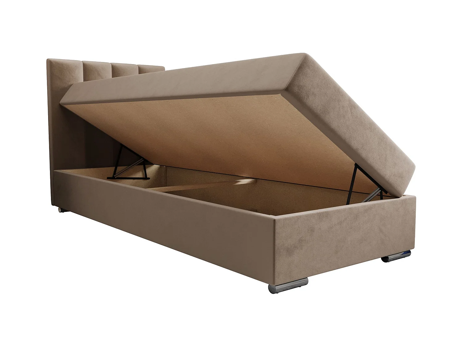 BEDANTE Lit boxspring ZAKO 2 80x200 Itaka 48 Marron clair Lit Ouverture à gauche Lit Litkasten
