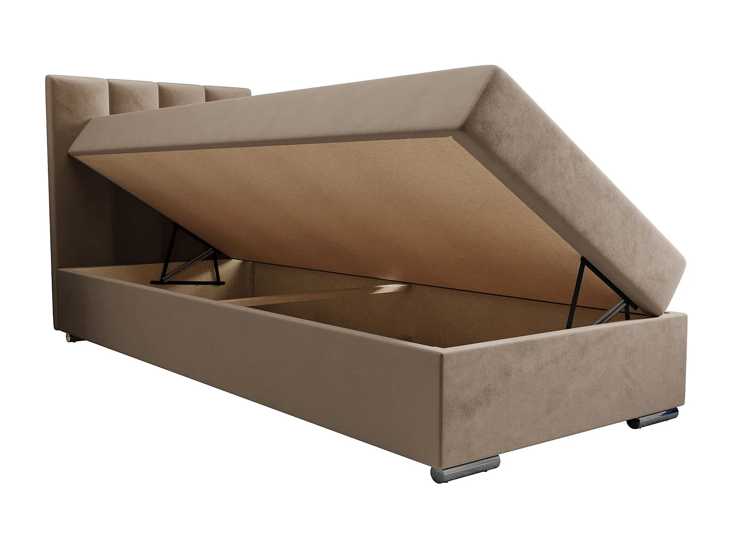 BEDANTE Lit boxspring ZAKO 2 80x200 Itaka 48 Marron clair Lit Ouverture à gauche Lit Litkasten