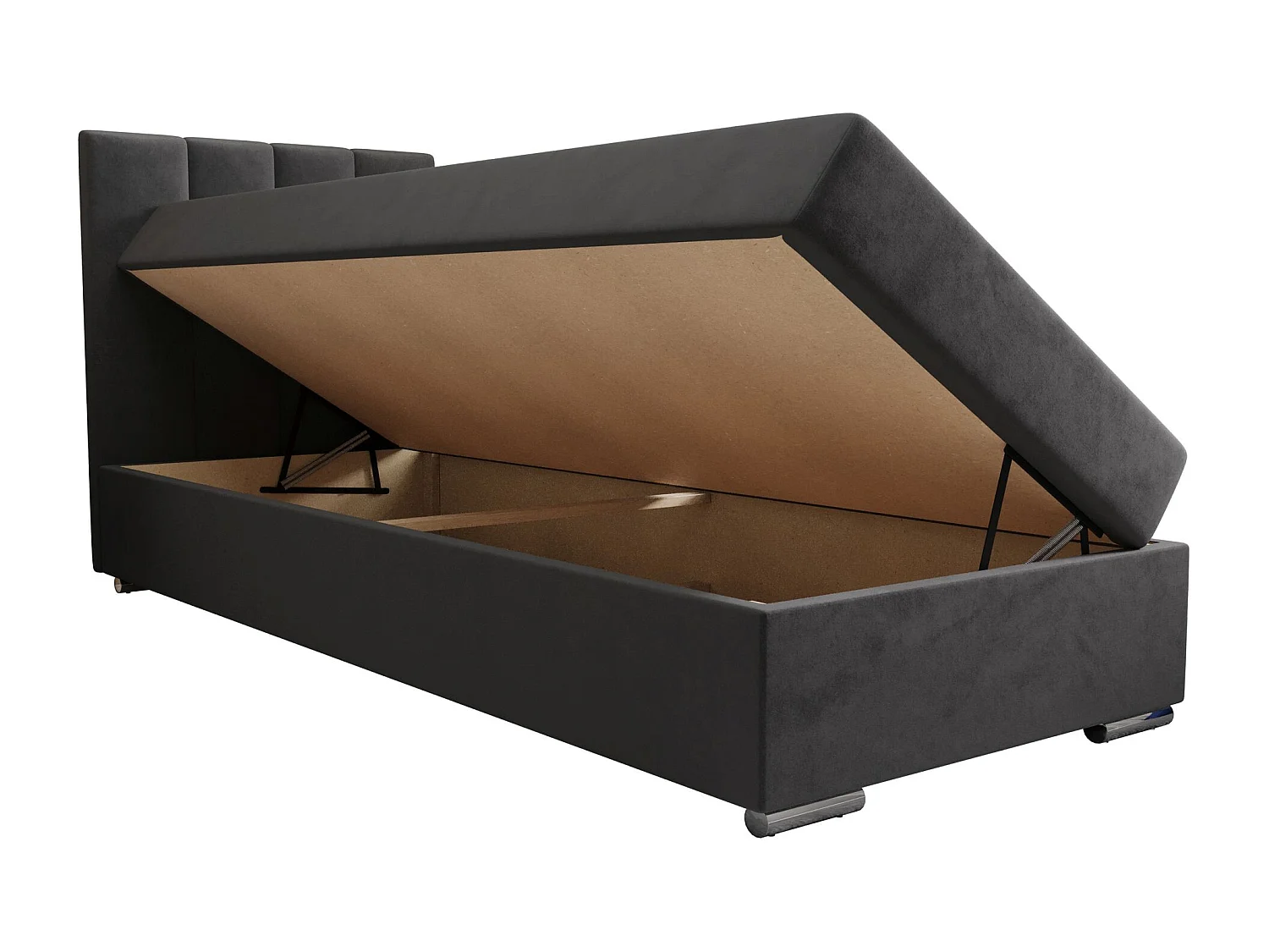 BEDANTE Lit boxspring ZAKO 2 80x200 Itaka 14 Gris Lit Ouverture à gauche Lit Litkasten