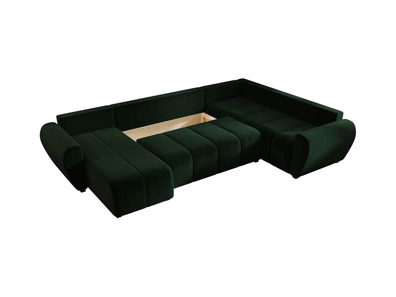 BEDANTE canapé panoramique MOLISA U PLUS Itaka 10 droit vert foncé avec fonction de couchage canapé en forme de U