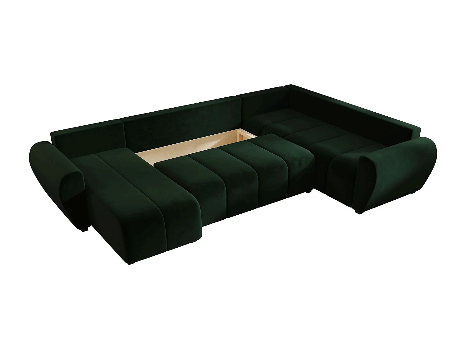 BEDANTE canapé panoramique MOLISA U PLUS Itaka 10 droit vert foncé avec fonction de couchage canapé en forme de U