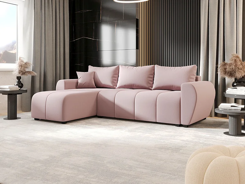 BEDANTE ECKSOFA MOLISA L Cosmic 14 Links Rosa mit Schlaffunktion L-Form Sofa mit Stauraum Bettkasten Wohnzimmersofa Couch Sofa Bettsofa Bettkasten Bettcouch