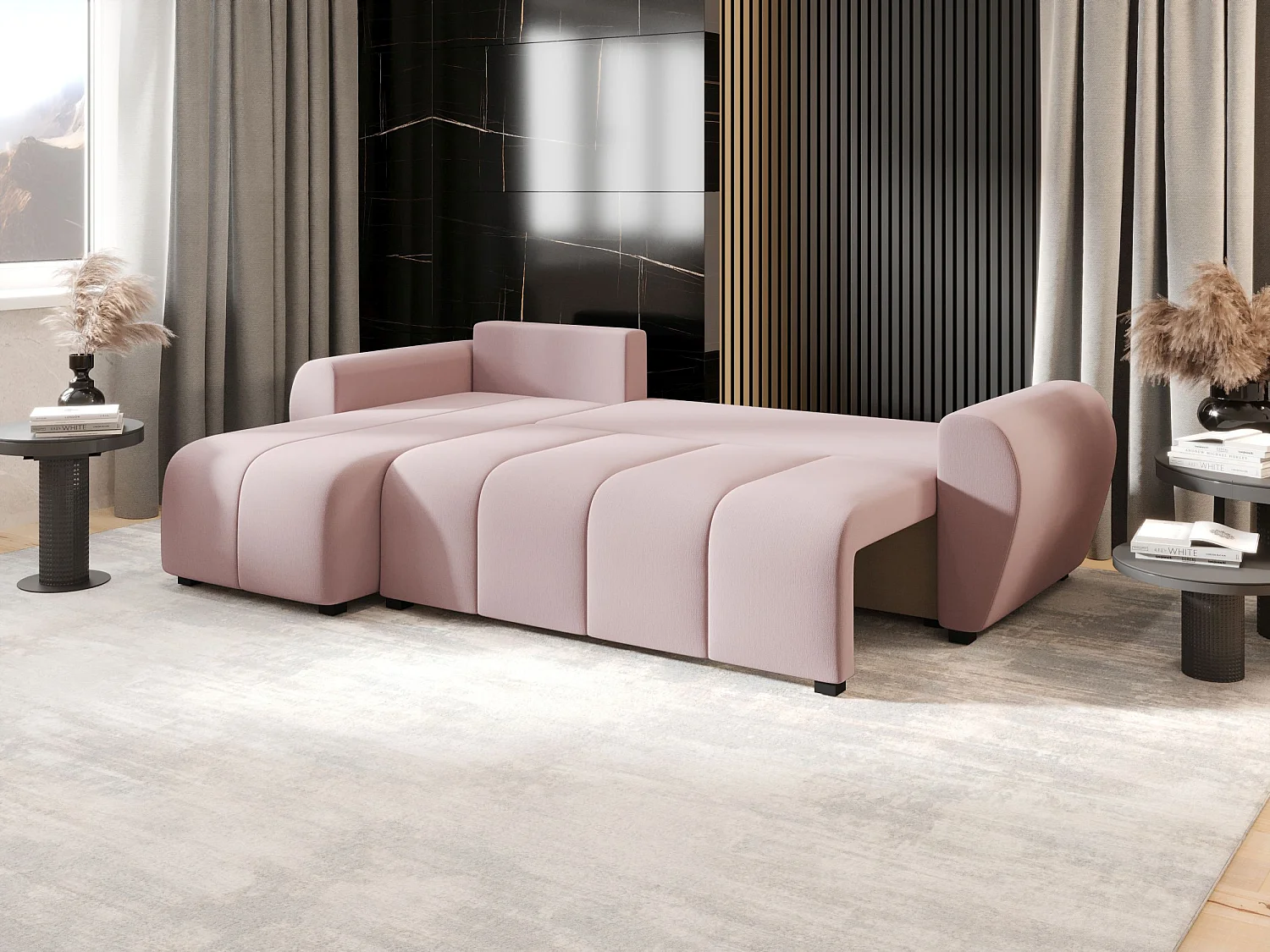 BEDANTE canapé d'angle MOLISA L Cosmic 14 gauche rose avec fonction de couchage canapé en forme de L