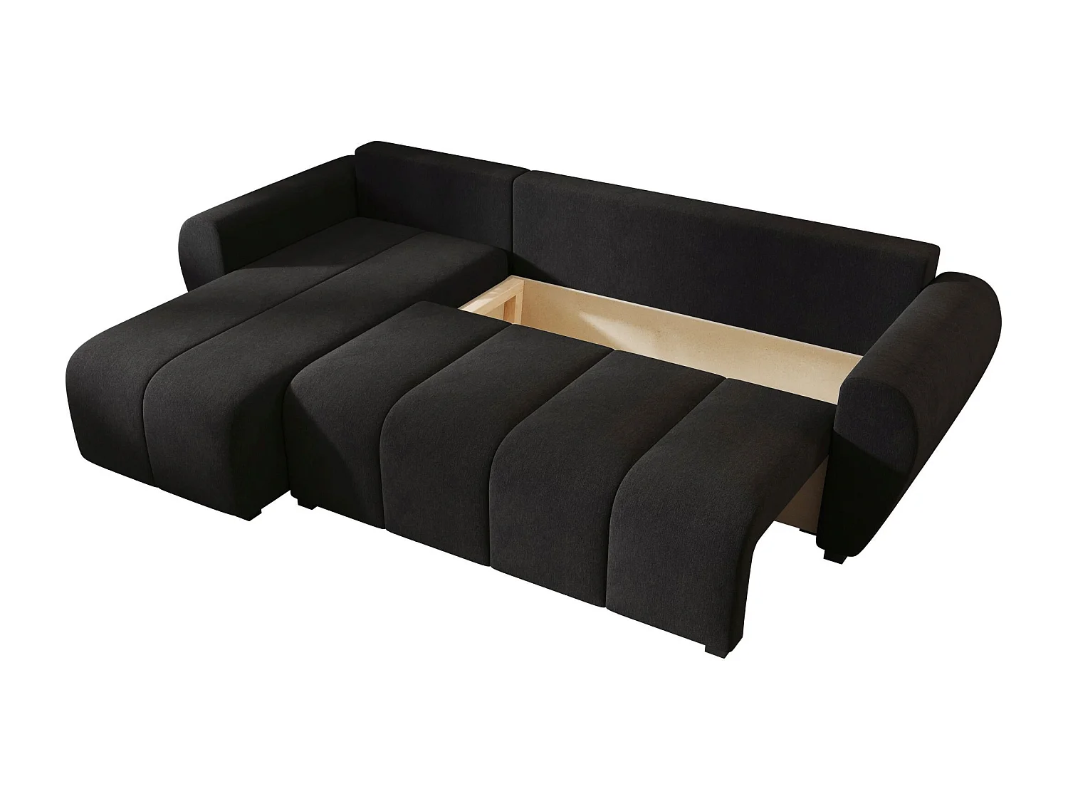 BEDANTE canapé d'angle MOLISA L Cosmic 100 gauche noir avec fonction de couchage canapé en forme de L