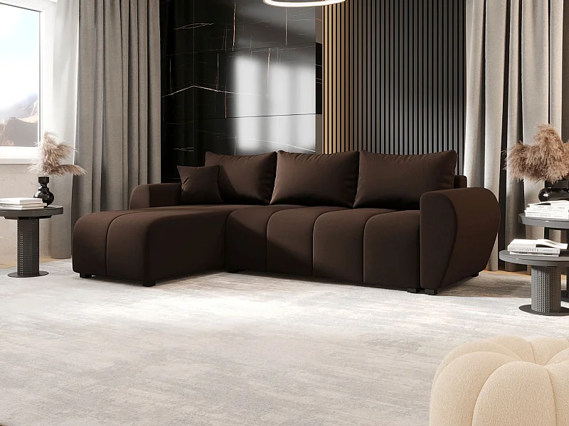 BEDANTE ECKSOFA MOLISA L Cosmic 800 Links Braun mit Schlaffunktion L-Form Sofa mit Stauraum Bettkasten Wohnzimmersofa Couch Sofa Bettsofa Bettkasten Bettcouch