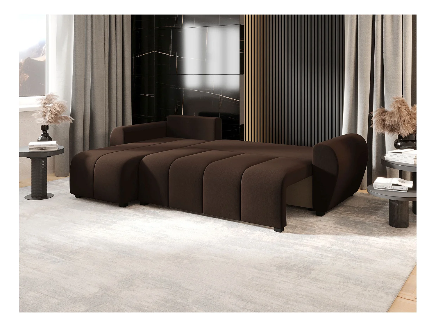 BEDANTE canapé d'angle MOLISA L Cosmic 800 gauche marron avec fonction de couchage canapé en forme de L