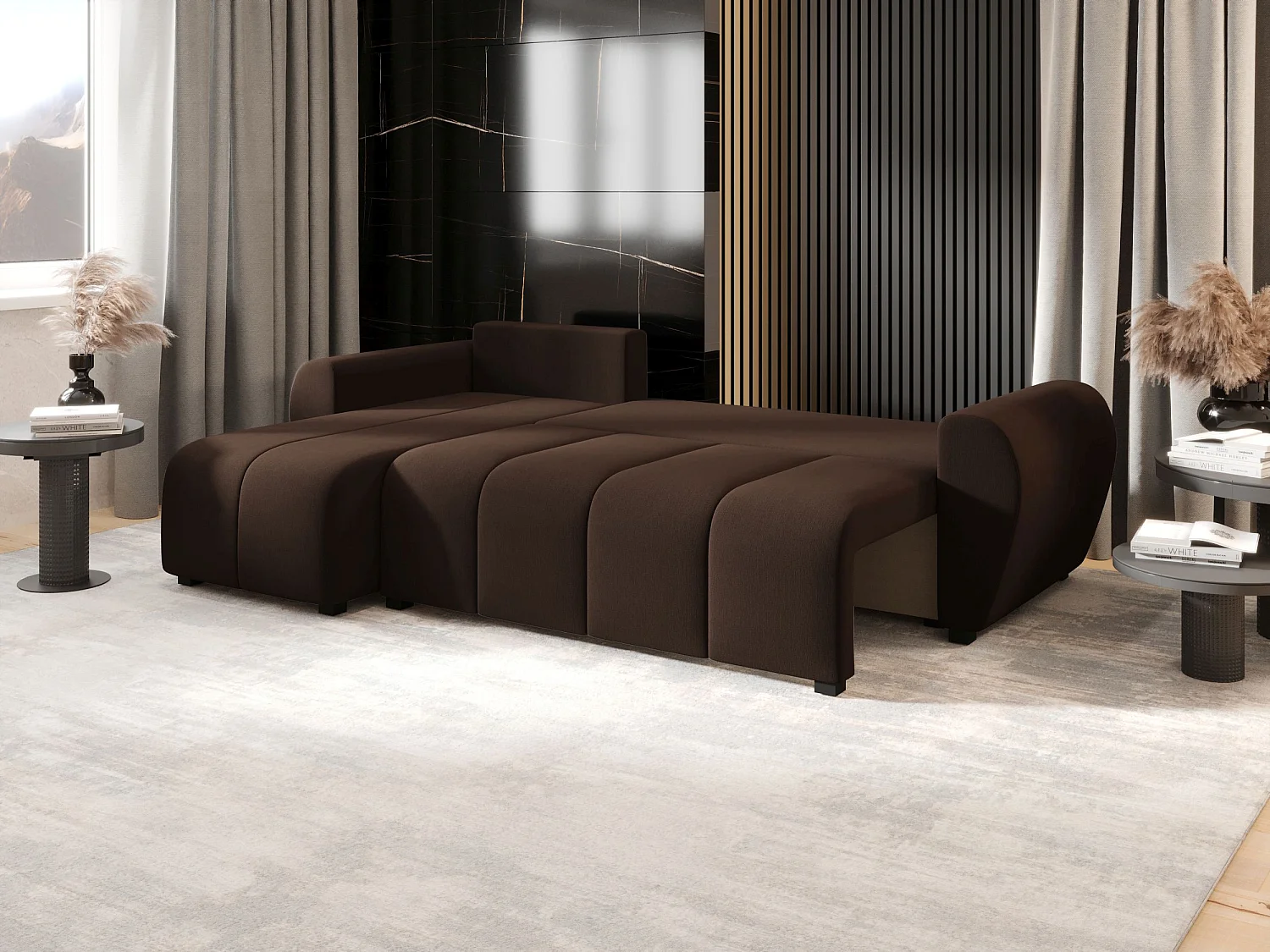 BEDANTE canapé d'angle MOLISA L Cosmic 800 gauche marron avec fonction de couchage canapé en forme de L