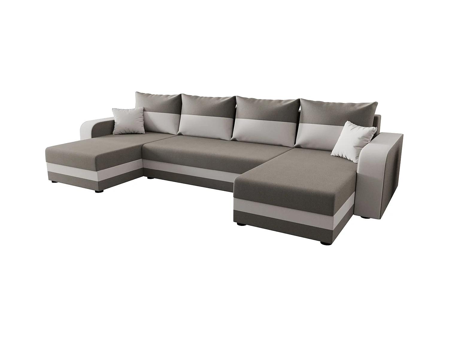 BEDANTE WOHNLANDSCHAFT HEWLET U BIS Sawana 21+01 Beige/Grau mit Schlaffunktion U-Form Sofa mit Stauraum Bettkasten