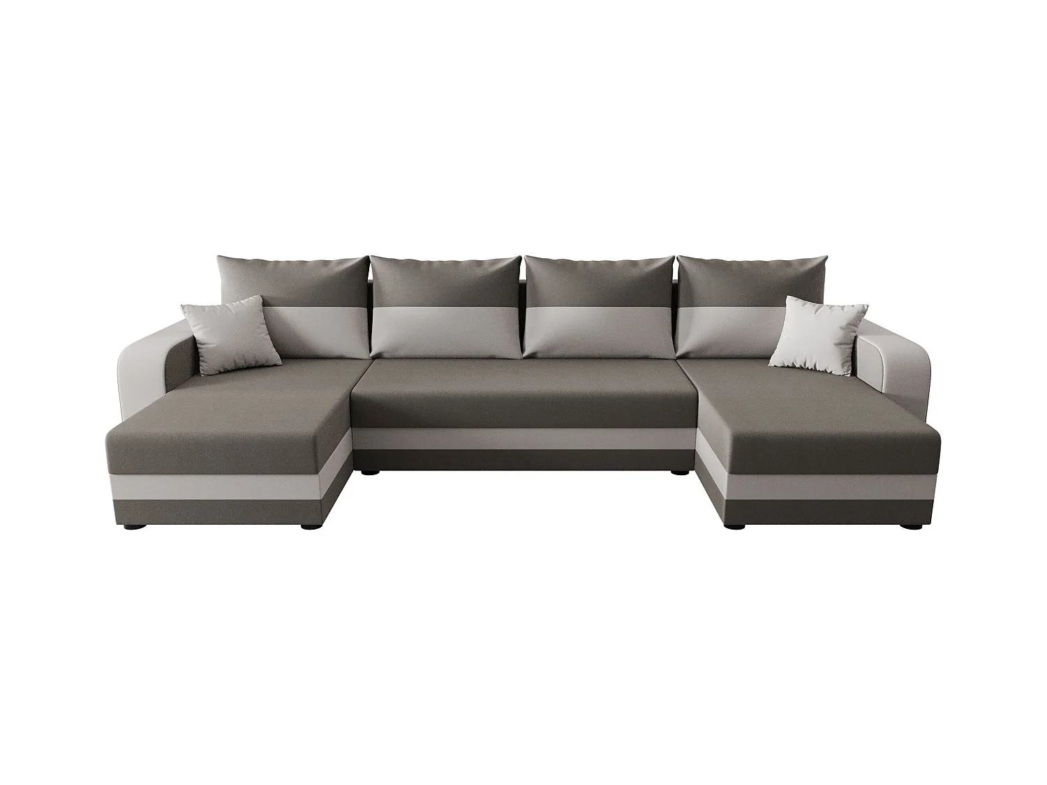 BEDANTE WOHNLANDSCHAFT HEWLET U BIS Sawana 21+01 Beige/Grau mit Schlaffunktion U-Form Sofa mit Stauraum Bettkasten
