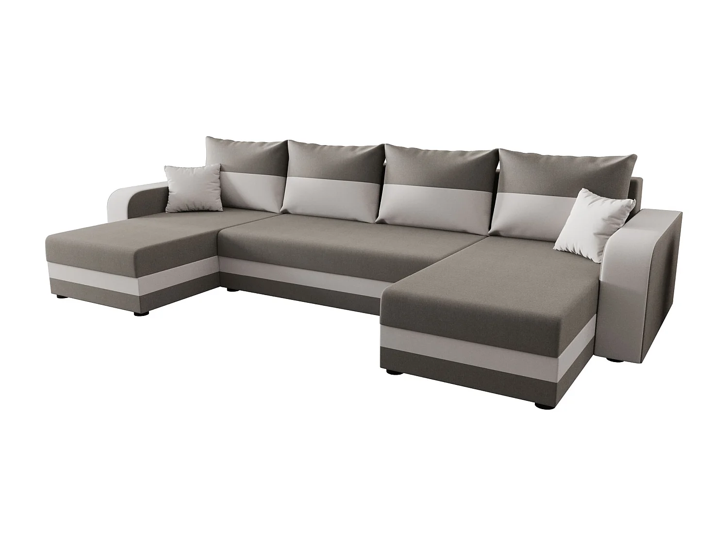 BEDANTE canapé panoramique HEWLET U BIS Sawana 21+01 beige/gris avec fonction de couchage canapé en U avec espace de rangement coffre