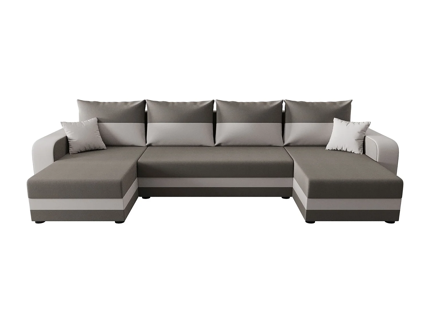 BEDANTE canapé panoramique HEWLET U BIS Sawana 21+01 beige/gris avec fonction de couchage canapé en U avec espace de rangement coffre