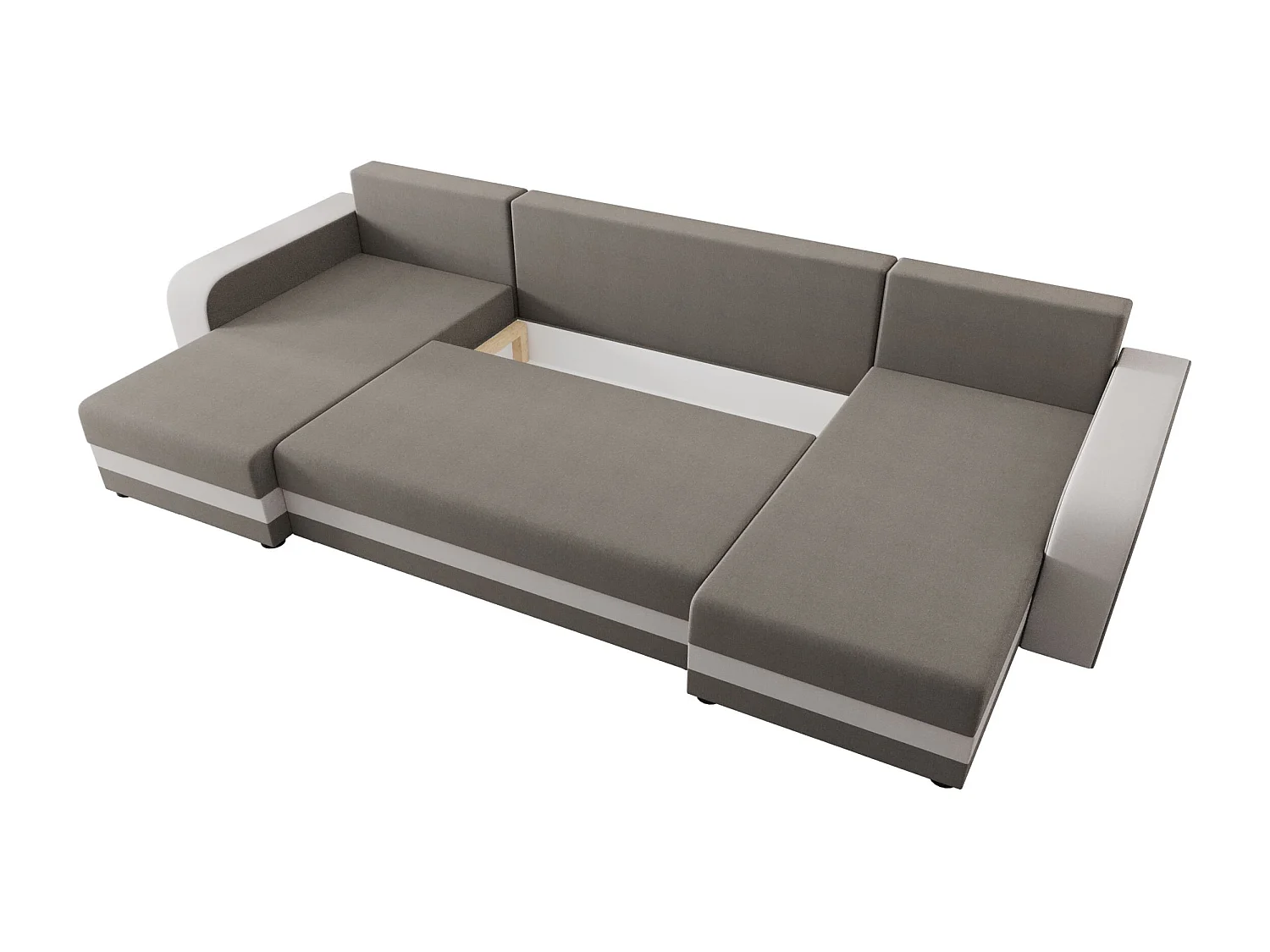 BEDANTE canapé panoramique HEWLET U BIS Sawana 21+01 beige/gris avec fonction de couchage canapé en U avec espace de rangement coffre