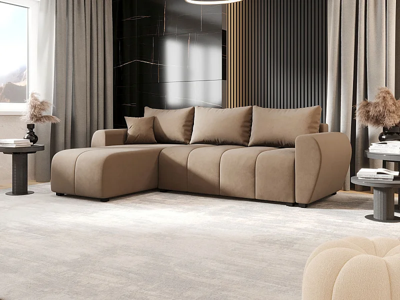 BEDANTE ECKSOFA MOLISA L Itaka 48 Links Braun mit Schlaffunktion L-Form Sofa mit Stauraum Bettkasten Wohnzimmersofa Couch Sofa Bettsofa Bettkasten Bettcouch