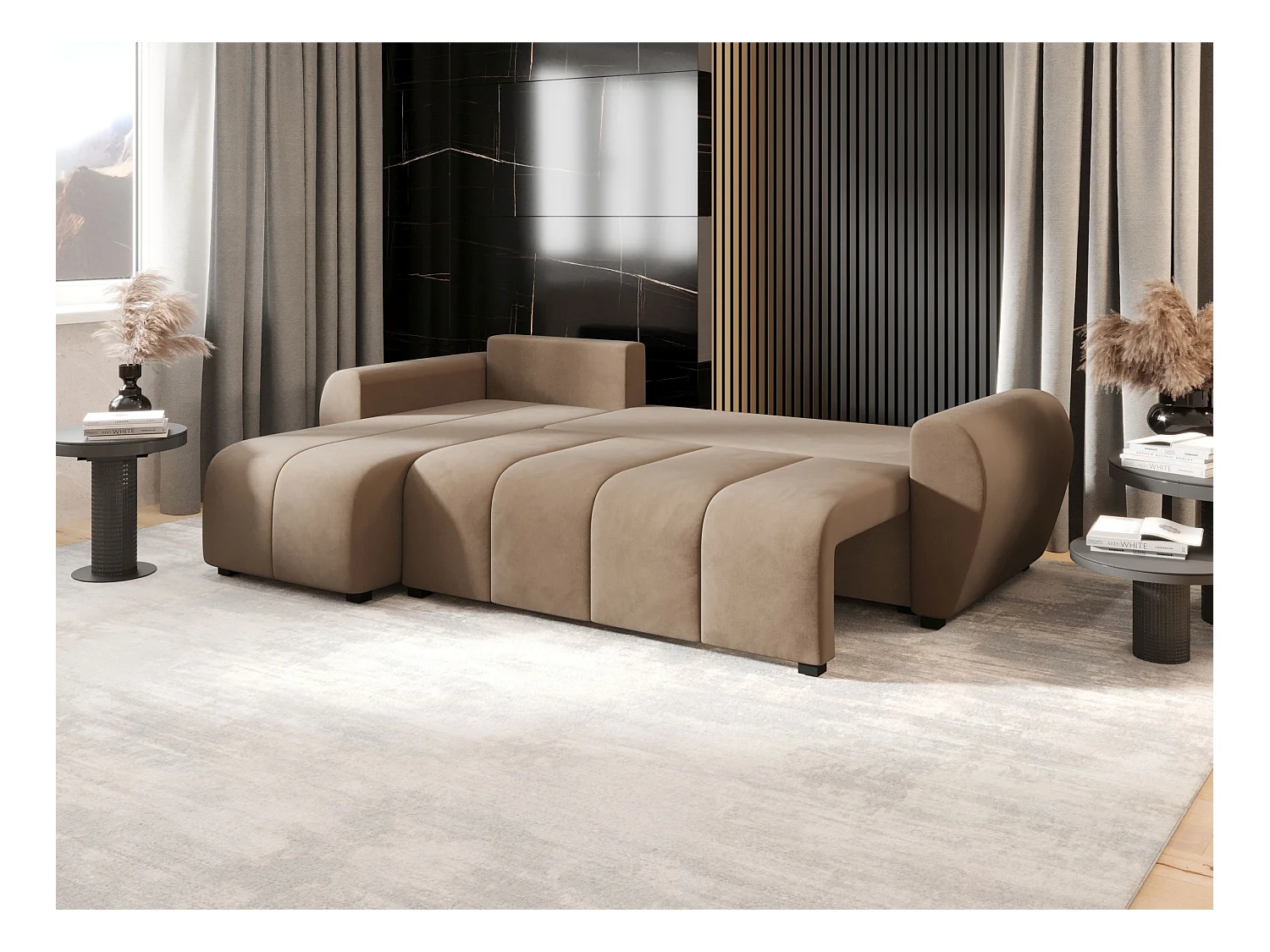 BEDANTE canapé d'angle MOLISA L Itaka 48 gauche marron avec fonction de couchage canapé en forme de L