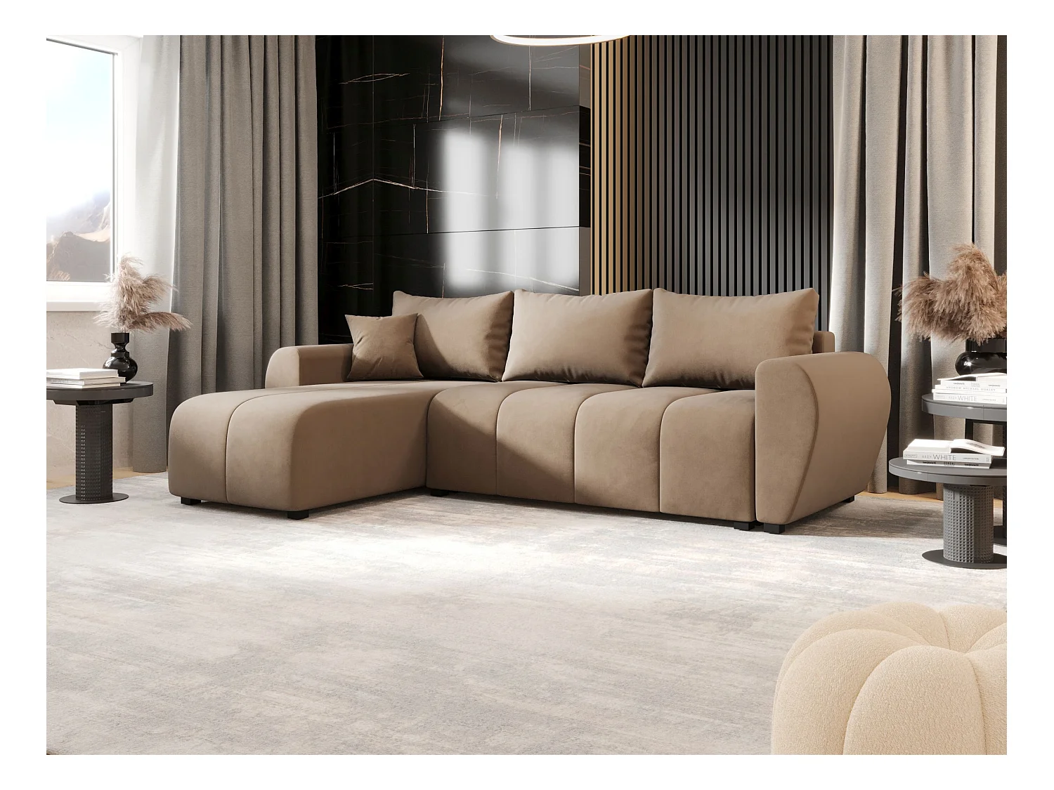 BEDANTE hoekbank MOLISA L Itaka 48 links bruin met slaapfunctie L-vormige bank met opbergruimte bedbox woonkamerbank bank sofa slaapbank bedbox slaapbank