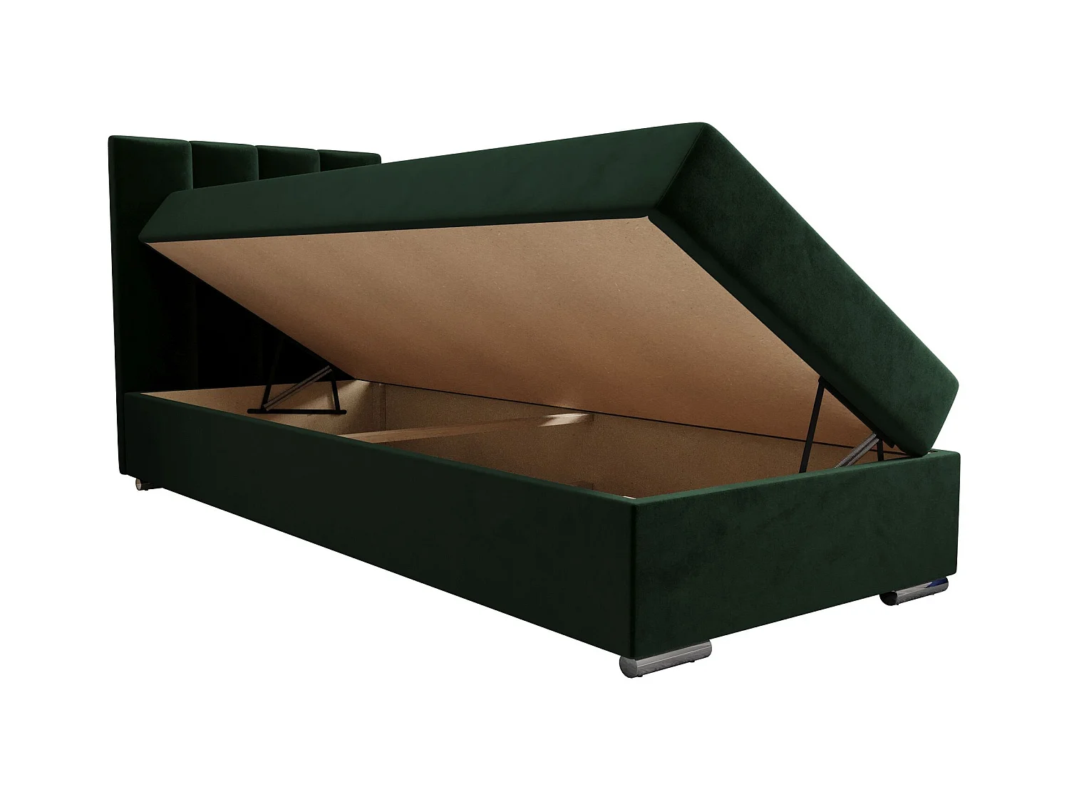 BEDANTE Lit boxspring ZAKO 2 80x200 Itaka 10 Vert foncé Lit Ouverture à gauche Lit Litkasten
