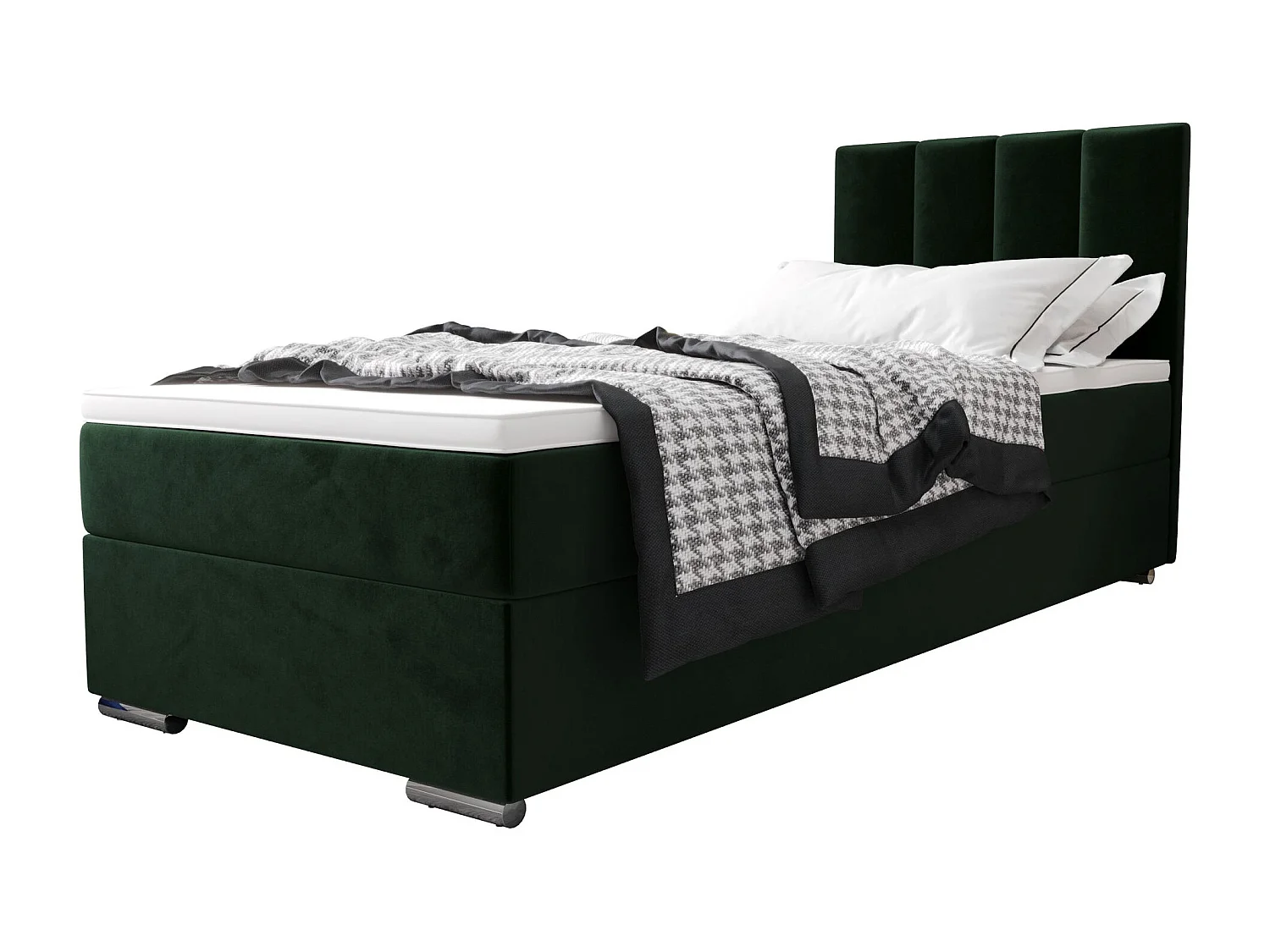 BEDANTE Lit boxspring ZAKO 2 80x200 Itaka 10 Vert foncé Lit Ouverture à gauche Lit Litkasten