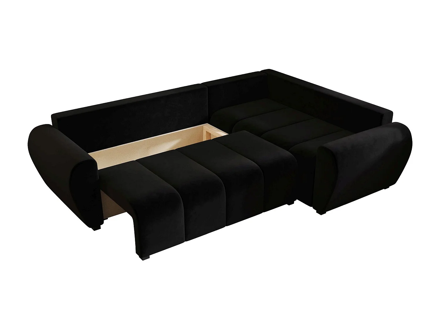BEDANTE canapé d’angle MOLISA L PLUS Itaka 15 droit noir avec fonction de couchage canapé en forme de L