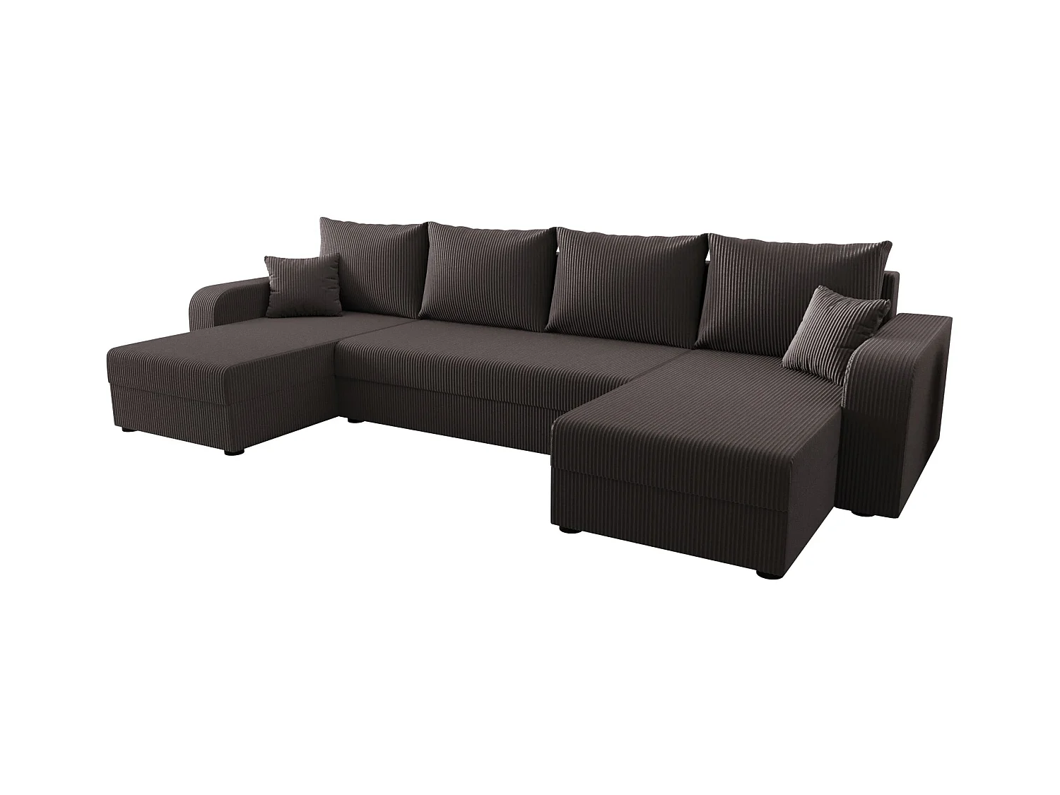 BEDANTE canapé panoramique HEWLET U BIS Zoom 21 gris foncé avec fonction de couchage canapé en U avec espace de rangement coffre