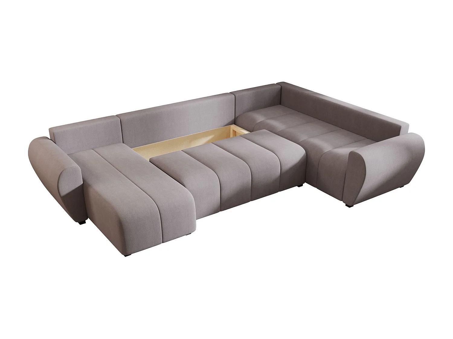 BEDANTE WOHNLANDSCHAFT MOLISA U PLUS Cosmic 160 Rechts Grau mit Schlaffunktion U-Form Sofa mit Stauraum Bettkasten