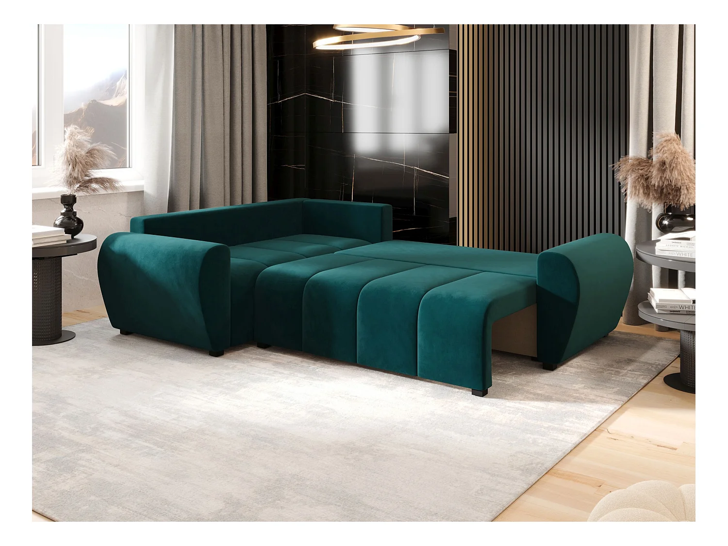 BEDANTE canapé d’angle MOLISA L PLUS Itaka 39 gauche turquoise avec fonction de couchage canapé en forme de L