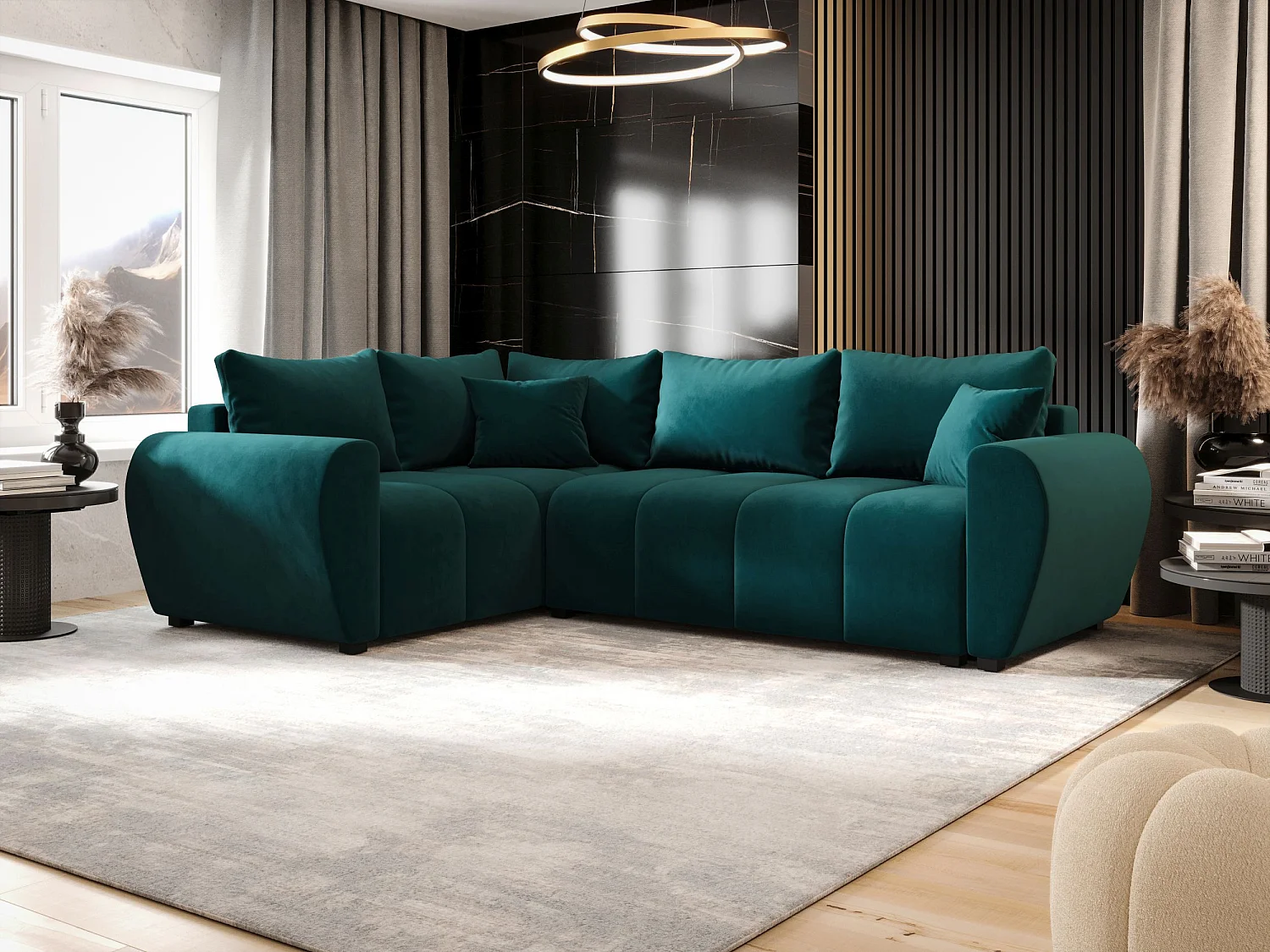 BEDANTE canapé d’angle MOLISA L PLUS Itaka 39 gauche turquoise avec fonction de couchage canapé en forme de L