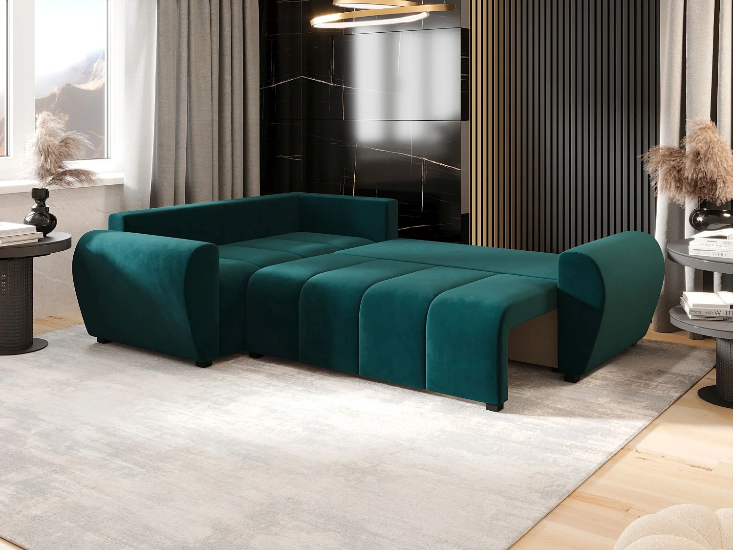 BEDANTE canapé d’angle MOLISA L PLUS Itaka 39 gauche turquoise avec fonction de couchage canapé en forme de L