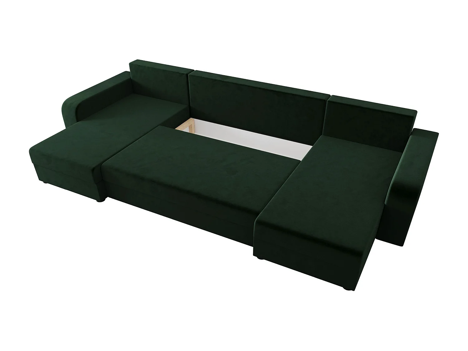 BEDANTE WOHNLANDSCHAFT HEWLET U BIS Itaka 10 Dunkelgrün mit Schlaffunktion U-Form Sofa mit Stauraum Bettkasten