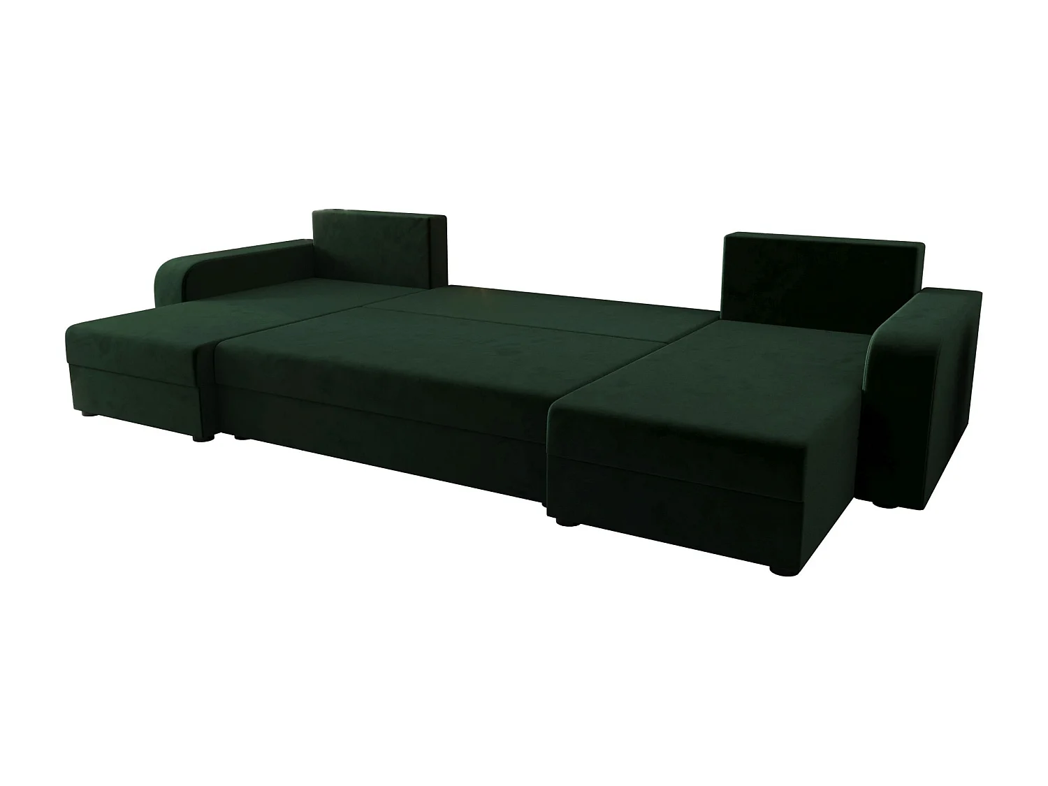 BEDANTE WOHNLANDSCHAFT HEWLET U BIS Itaka 10 Dunkelgrün mit Schlaffunktion U-Form Sofa mit Stauraum Bettkasten