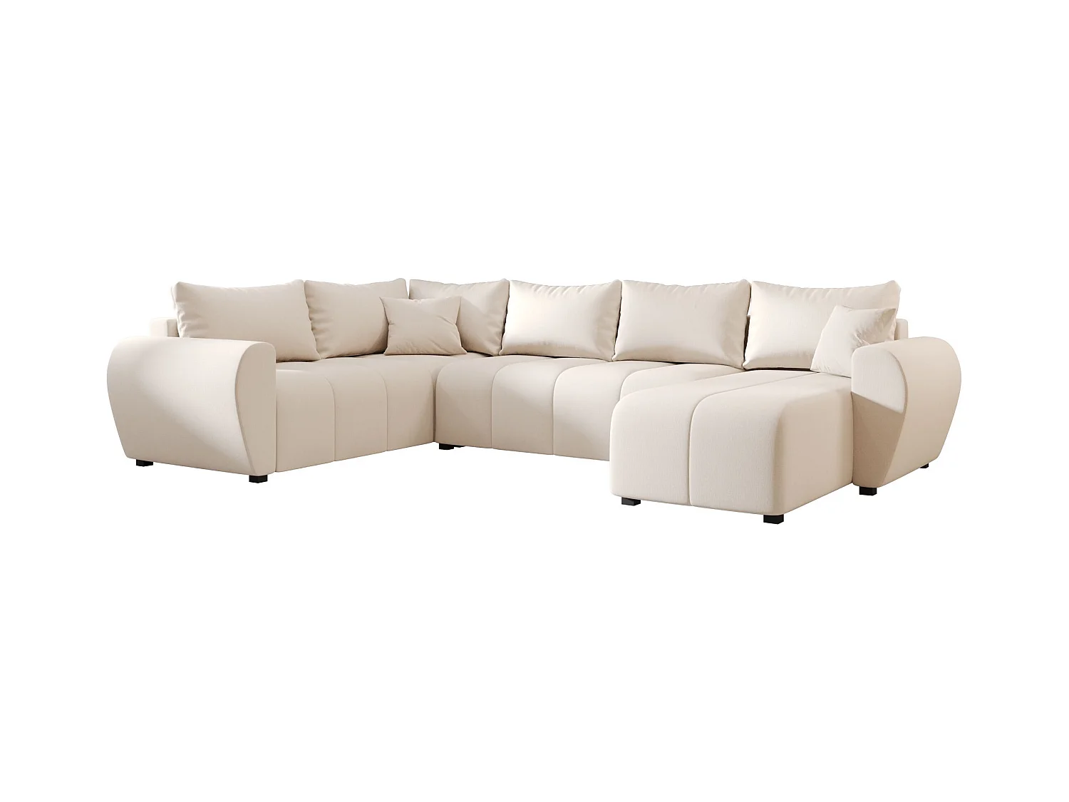 BEDANTE canapé panoramique MOLISA U PLUS Cosmic 10 gauche beige avec fonction de couchage canapé en forme de U