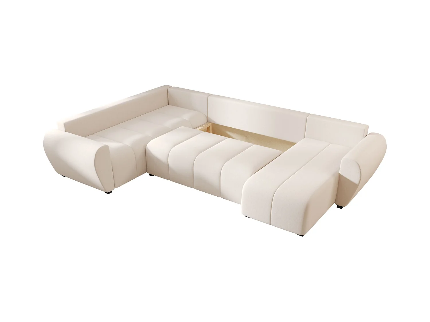 BEDANTE canapé panoramique MOLISA U PLUS Cosmic 10 gauche beige avec fonction de couchage canapé en forme de U