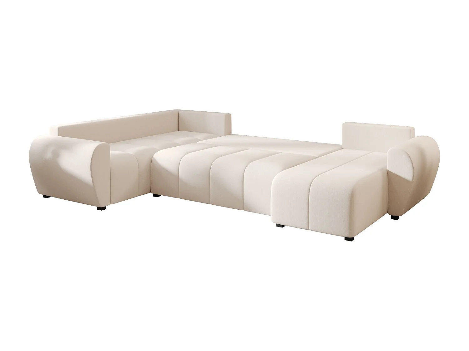 BEDANTE canapé panoramique MOLISA U PLUS Cosmic 10 gauche beige avec fonction de couchage canapé en forme de U