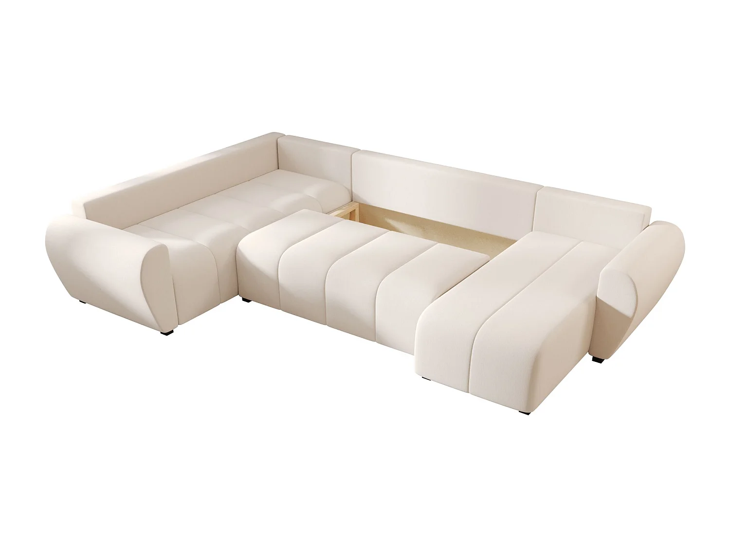 BEDANTE canapé panoramique MOLISA U PLUS Cosmic 10 gauche beige avec fonction de couchage canapé en forme de U