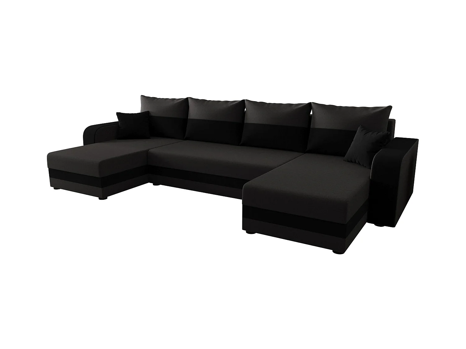 BEDANTE narożnik w kształcie U HEWLET U BIS Sawana 05+14 ciemnoszary/czarny z funkcją spania sofa w kształcie litery U z pojemnikiem na pościel