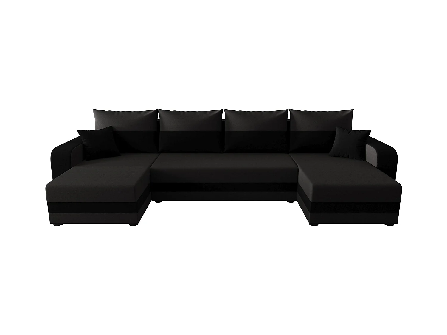 BEDANTE narożnik w kształcie U HEWLET U BIS Sawana 05+14 ciemnoszary/czarny z funkcją spania sofa w kształcie litery U z pojemnikiem na pościel