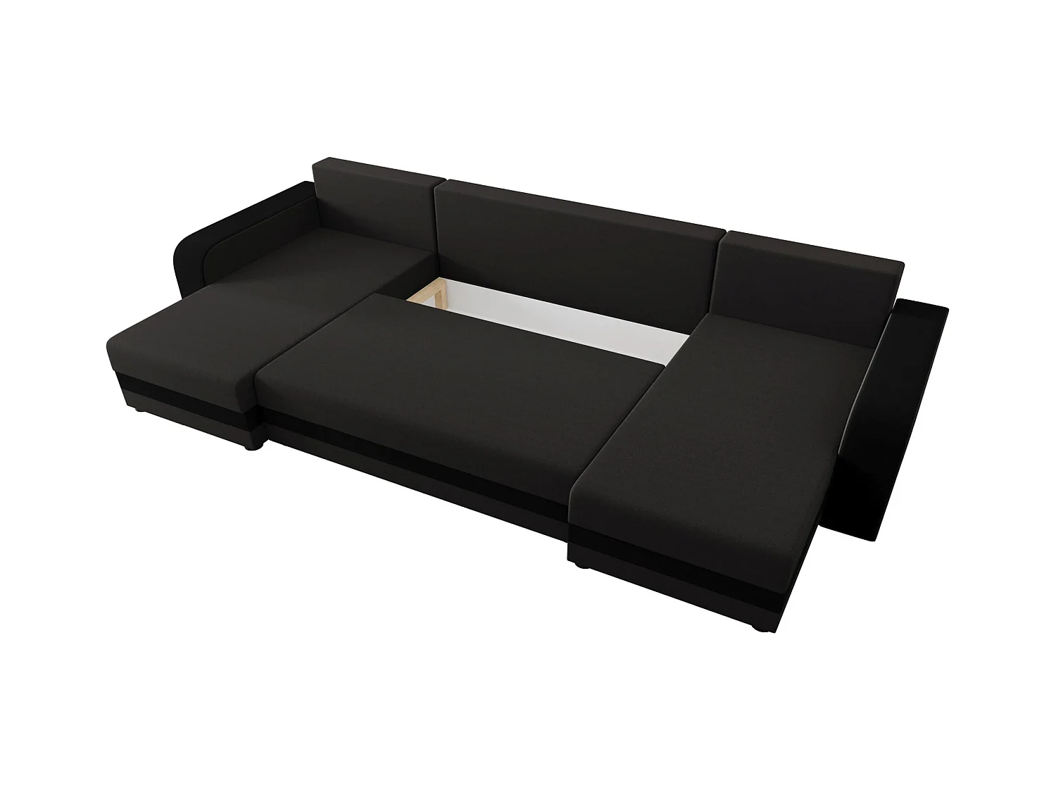 BEDANTE narożnik w kształcie U HEWLET U BIS Sawana 05+14 ciemnoszary/czarny z funkcją spania sofa w kształcie litery U z pojemnikiem na pościel