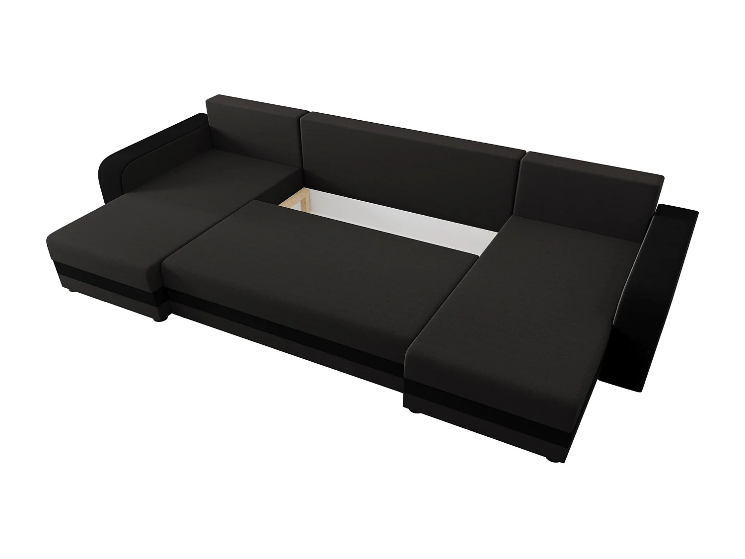 BEDANTE canapé panoramique HEWLET U BIS Sawana 05+14 gris foncé/noir avec fonction de couchage canapé en U avec espace de rangement coffre