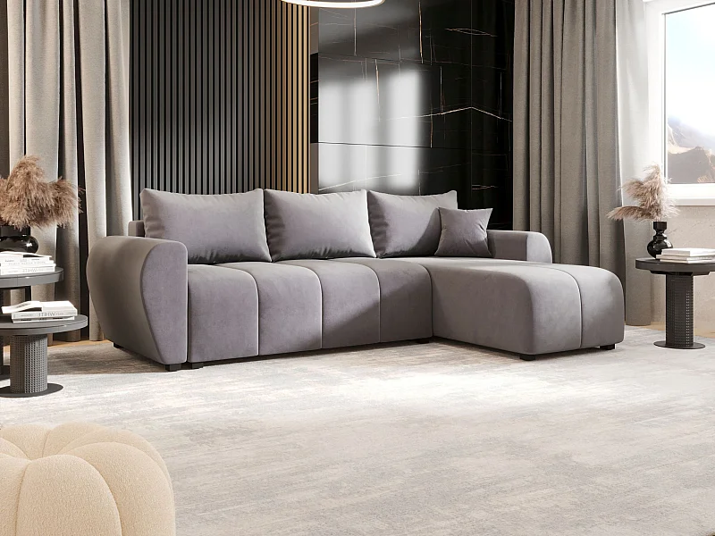 BEDANTE hoekbank MOLISA L Itaka 50 rechts grijs met slaapfunctie L-vormige bank met opbergruimte bedbox woonkamerbank bank sofa slaapbank bedbox slaapbank