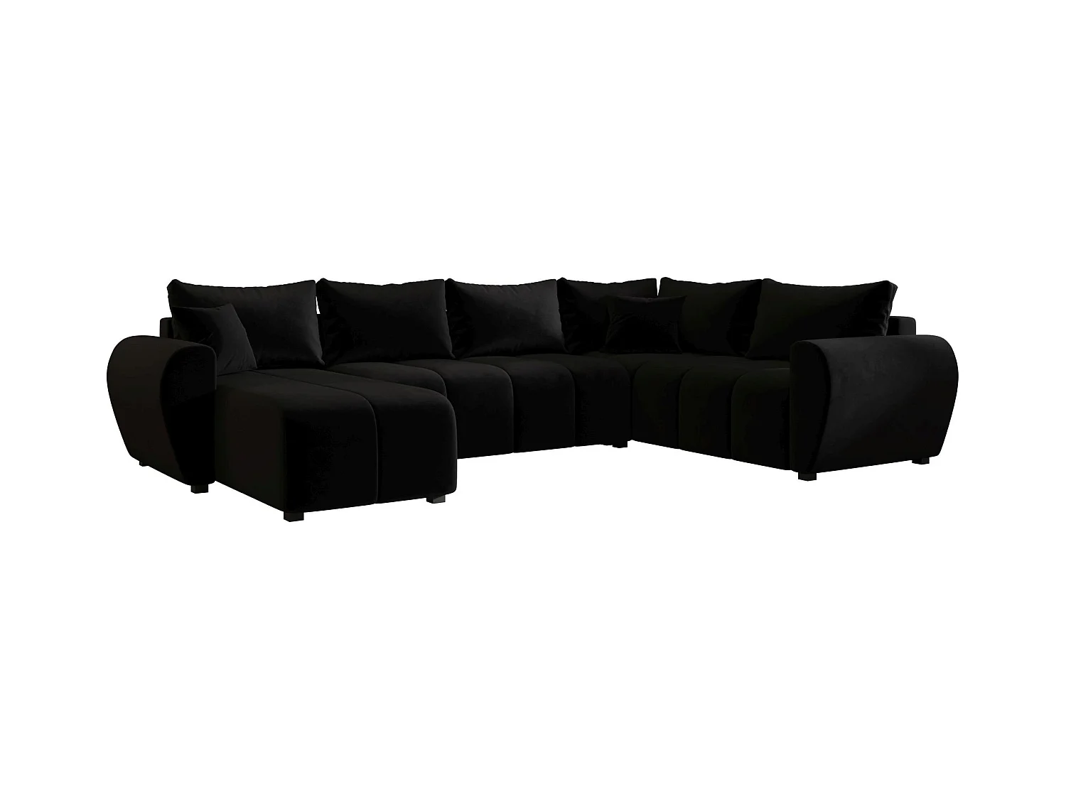 BEDANTE canapé panoramique MOLISA U PLUS Itaka 15 droit noir avec fonction de couchage canapé en forme de U