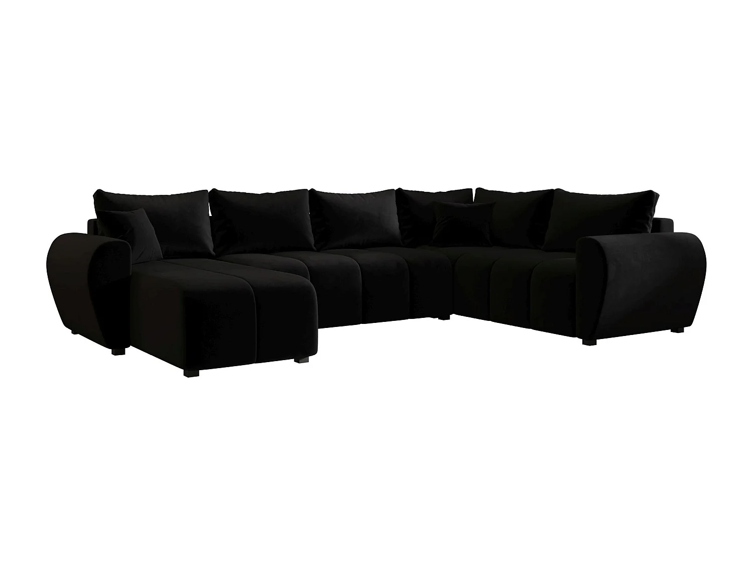 BEDANTE canapé panoramique MOLISA U PLUS Itaka 15 droit noir avec fonction de couchage canapé en forme de U