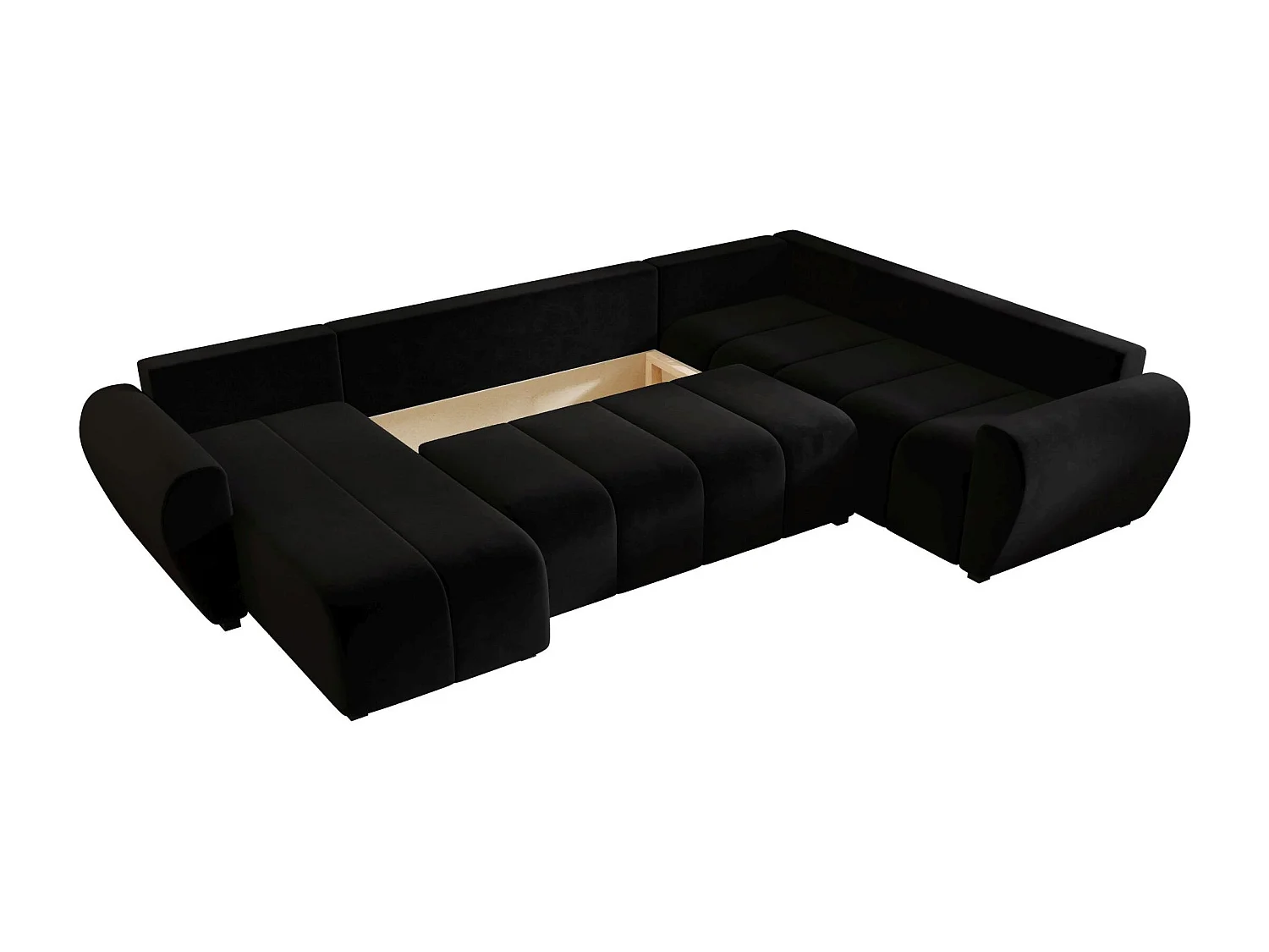 BEDANTE canapé panoramique MOLISA U PLUS Itaka 15 droit noir avec fonction de couchage canapé en forme de U