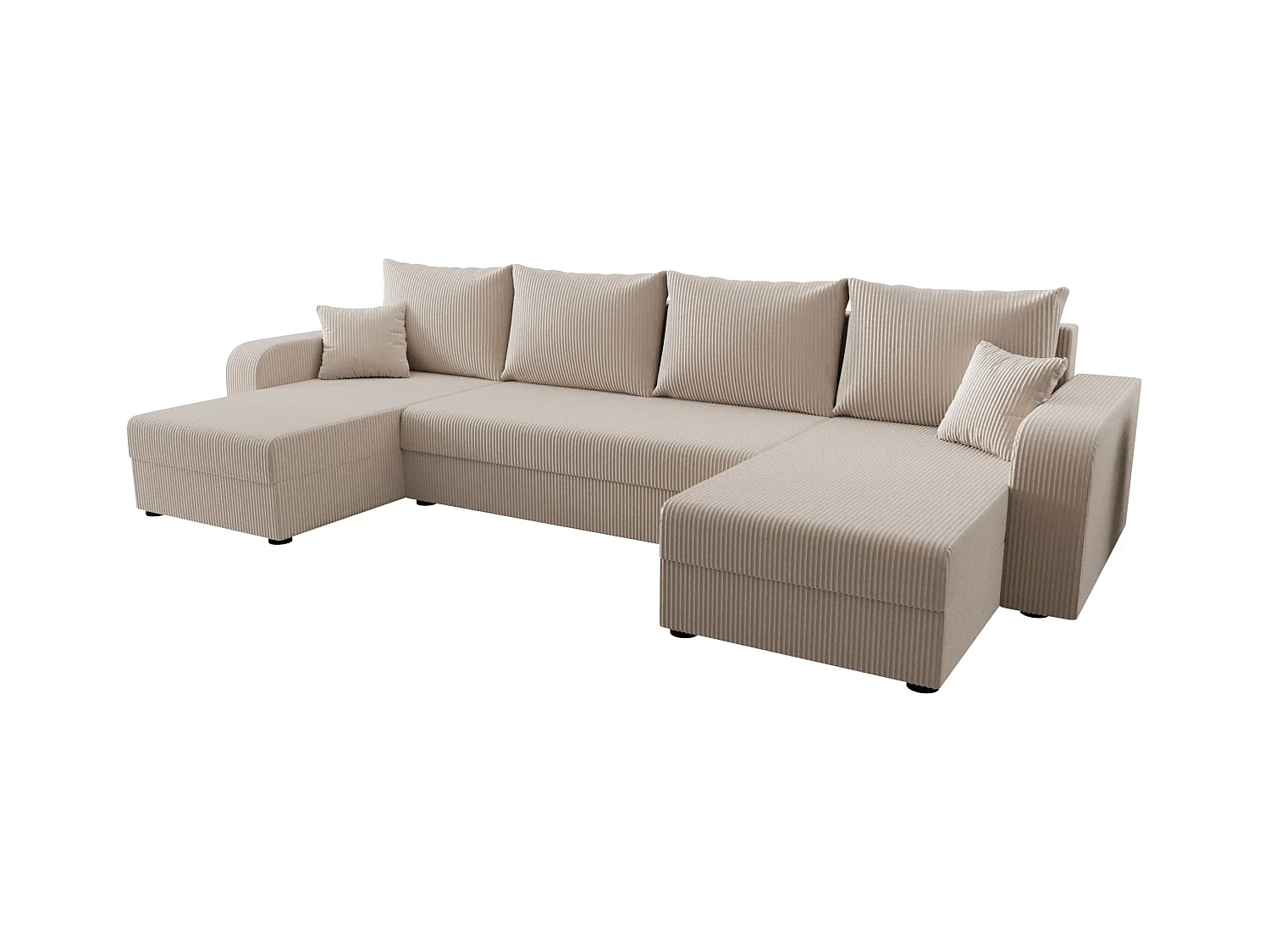 BEDANTE canapé panoramique HEWLET U BIS Zoom 1 beige avec fonction de couchage canapé en U avec espace de rangement coffre