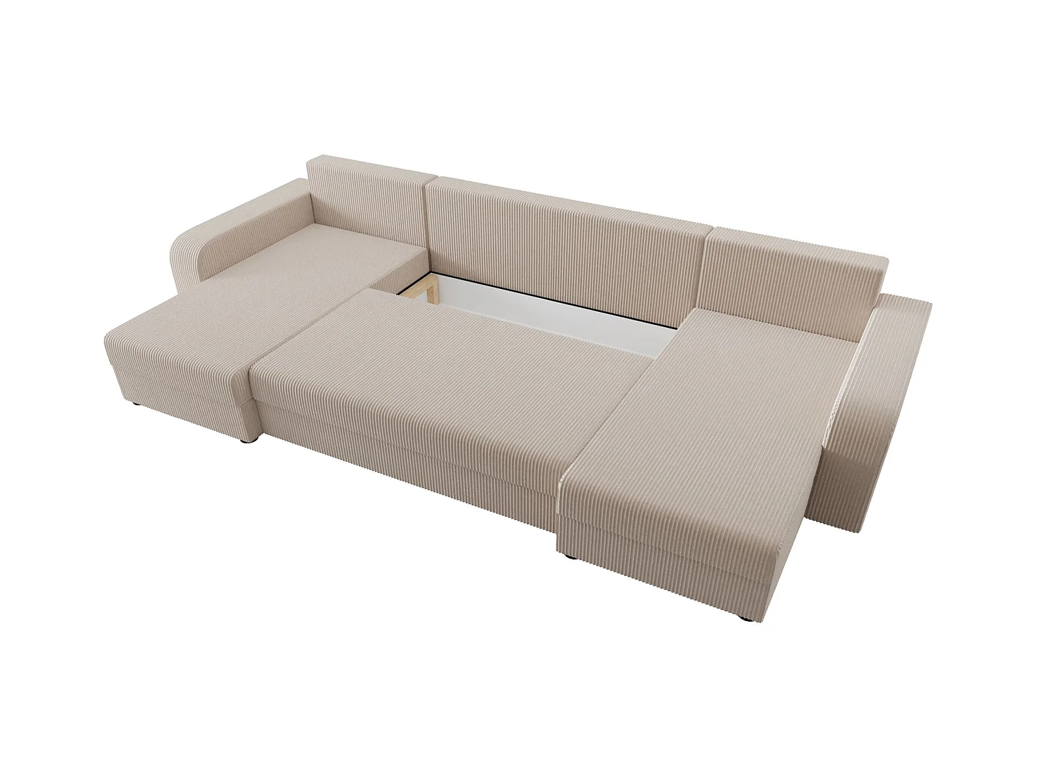 BEDANTE canapé panoramique HEWLET U BIS Zoom 1 beige avec fonction de couchage canapé en U avec espace de rangement coffre