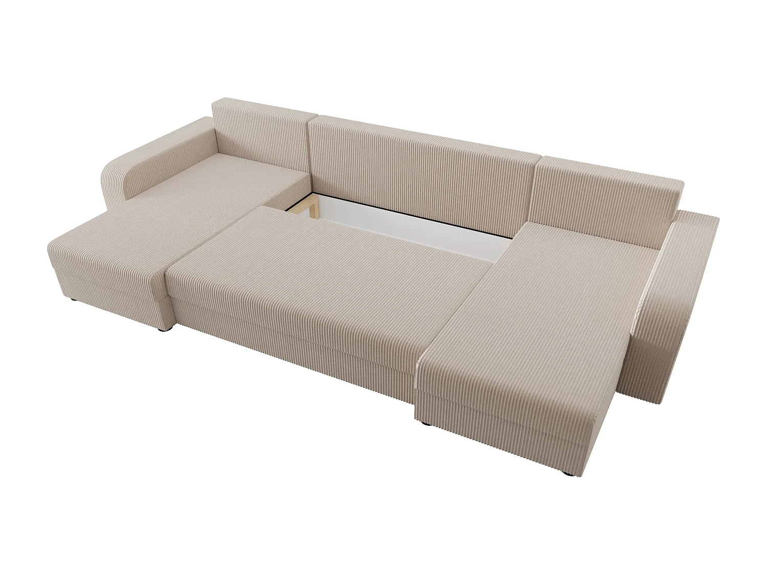 BEDANTE canapé panoramique HEWLET U BIS Zoom 1 beige avec fonction de couchage canapé en U avec espace de rangement coffre