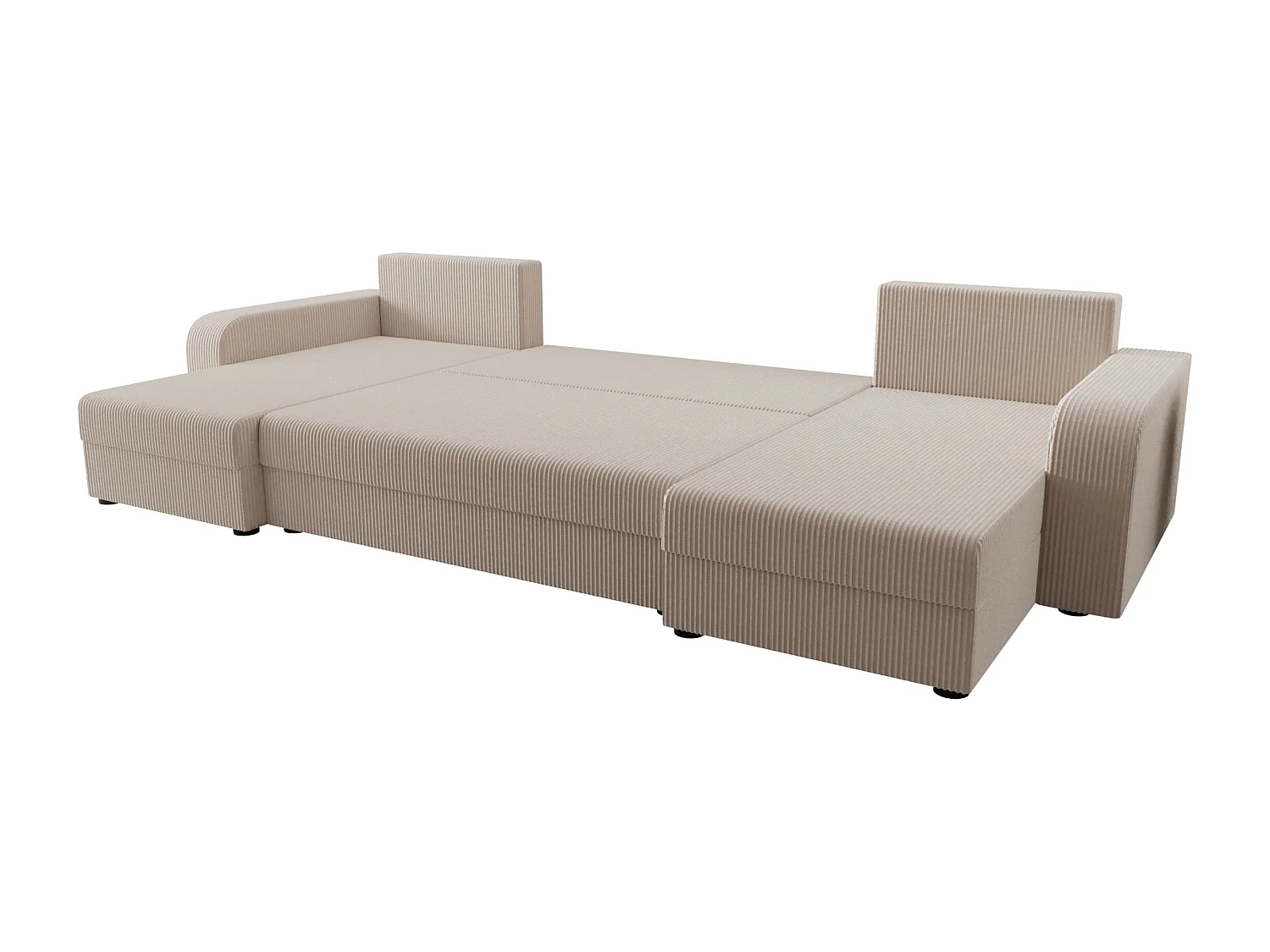 BEDANTE canapé panoramique HEWLET U BIS Zoom 1 beige avec fonction de couchage canapé en U avec espace de rangement coffre