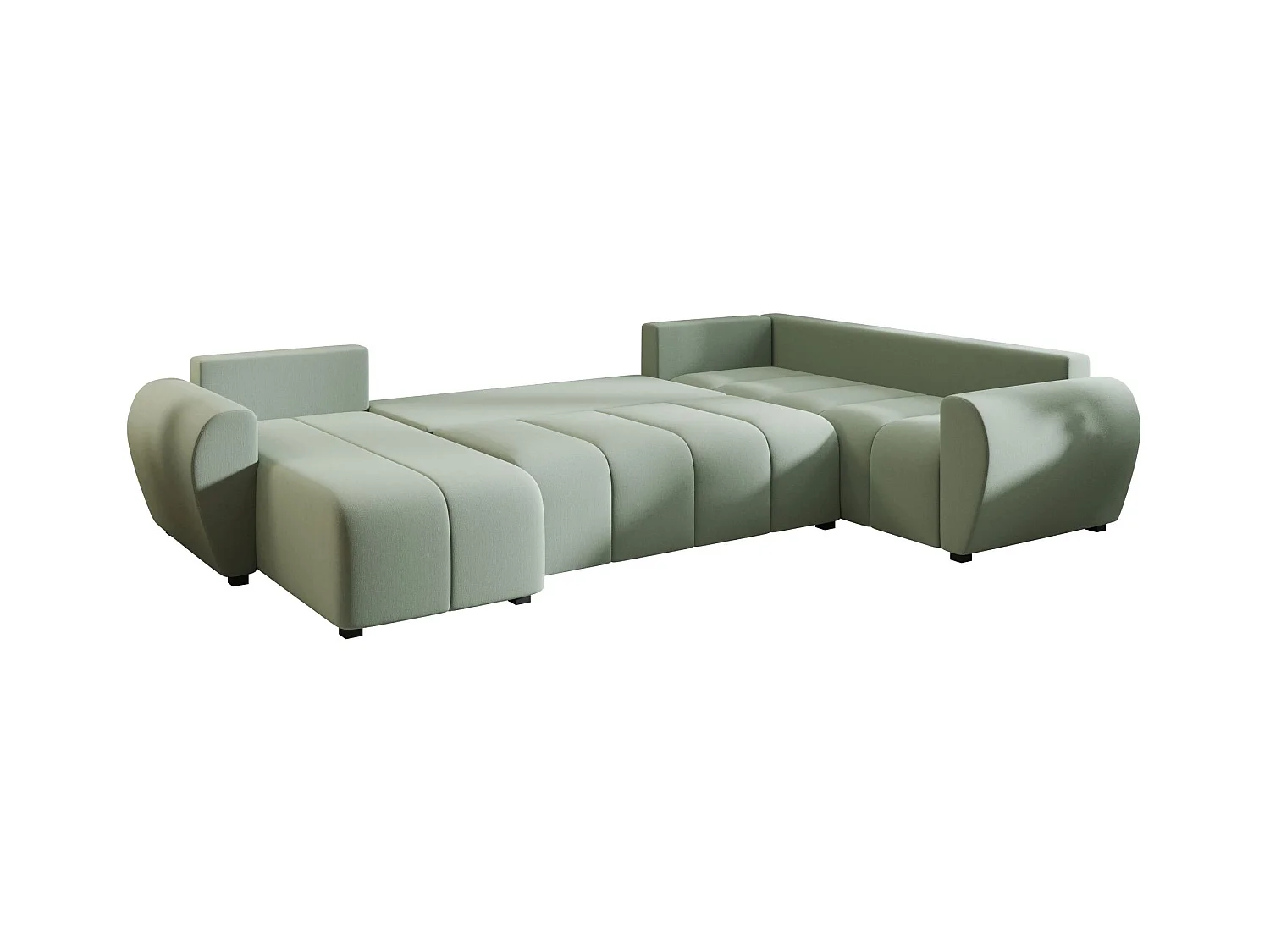 BEDANTE canapé panoramique MOLISA U PLUS Cosmic 16 droit Hellgrün avec fonction de couchage canapé en forme de U