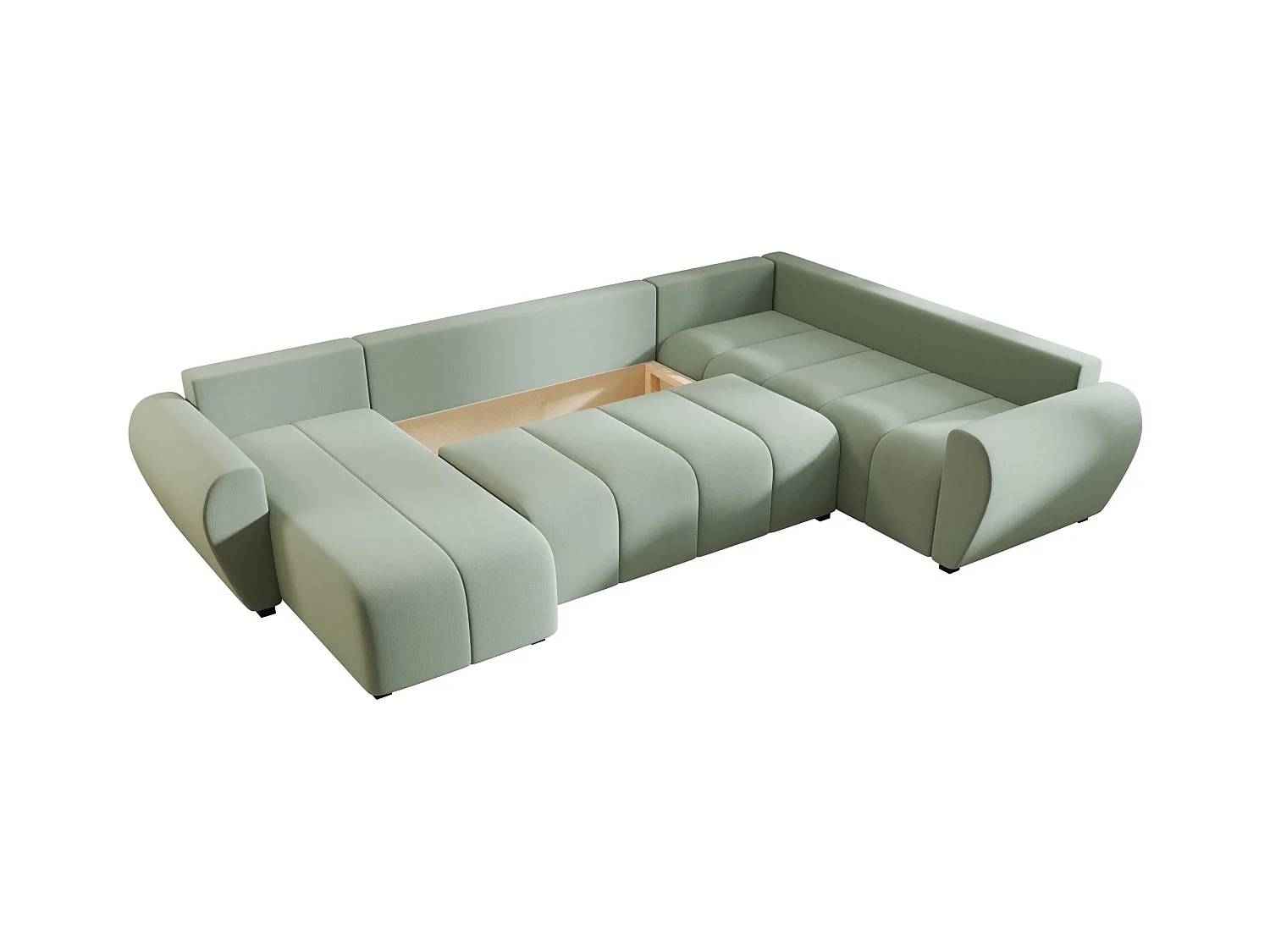 BEDANTE canapé panoramique MOLISA U PLUS Cosmic 16 droit Hellgrün avec fonction de couchage canapé en forme de U