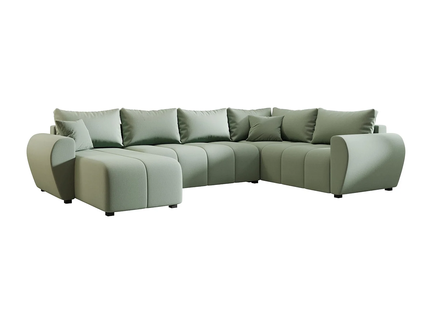 BEDANTE canapé panoramique MOLISA U PLUS Cosmic 16 droit Hellgrün avec fonction de couchage canapé en forme de U