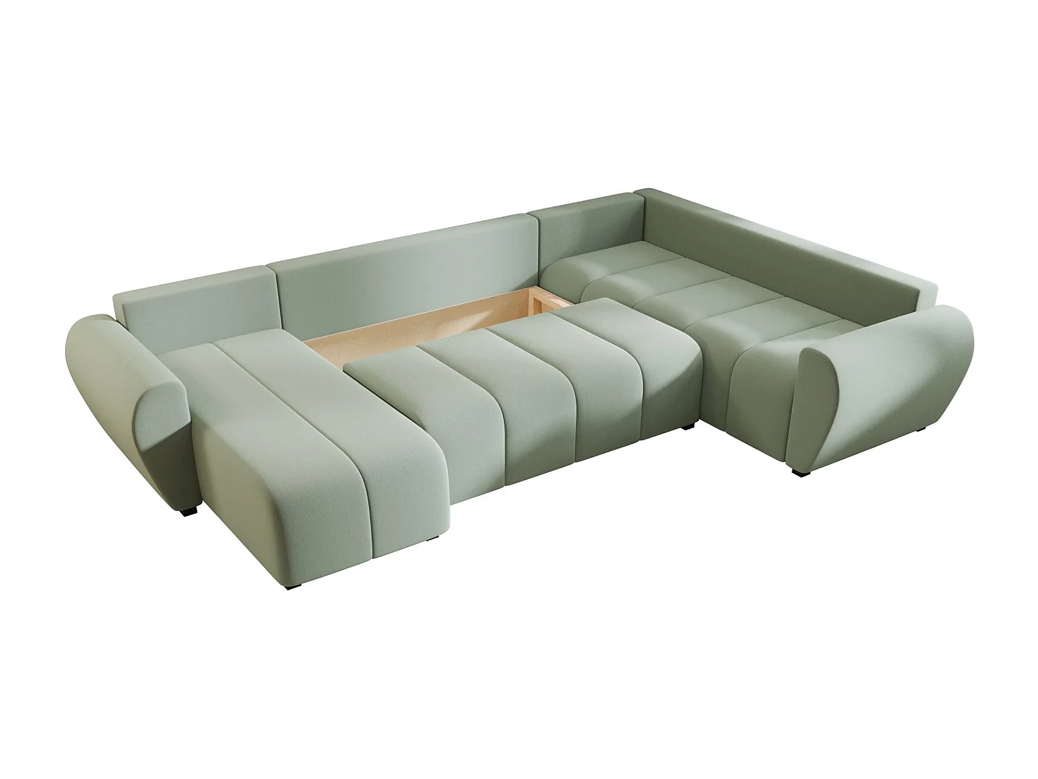 BEDANTE canapé panoramique MOLISA U PLUS Cosmic 16 droit Hellgrün avec fonction de couchage canapé en forme de U
