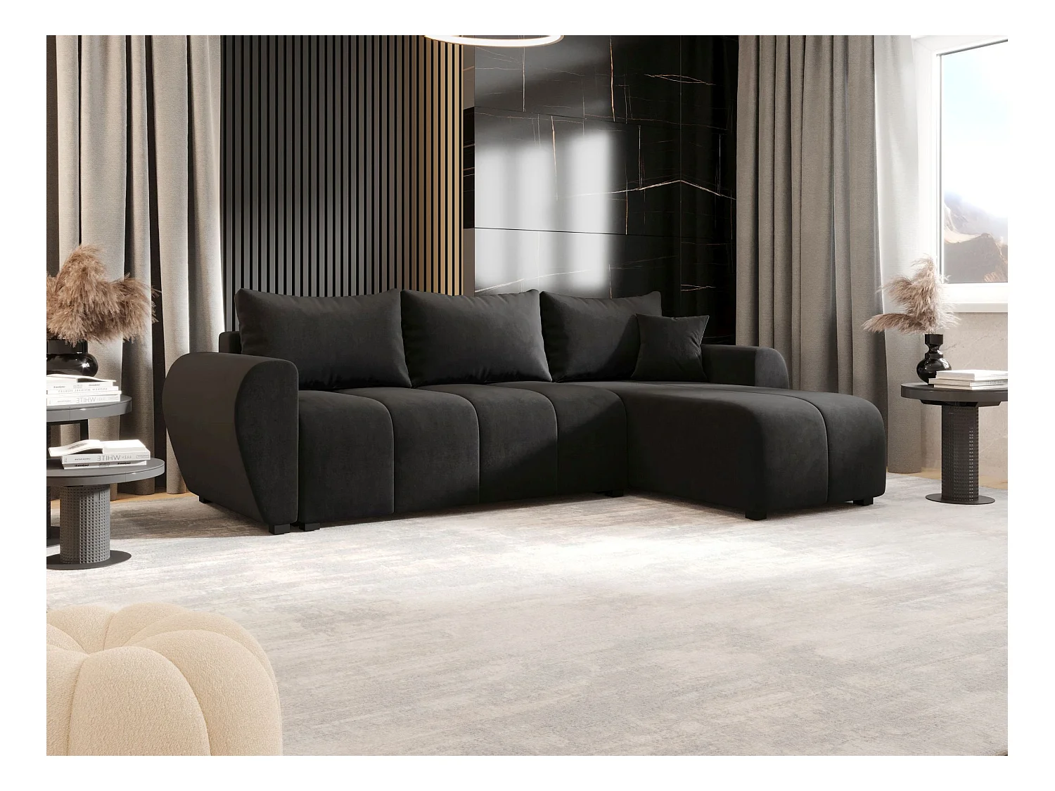 BEDANTE canapé d'angle MOLISA L Itaka 27 droite gris avec fonction de couchage canapé en forme de L